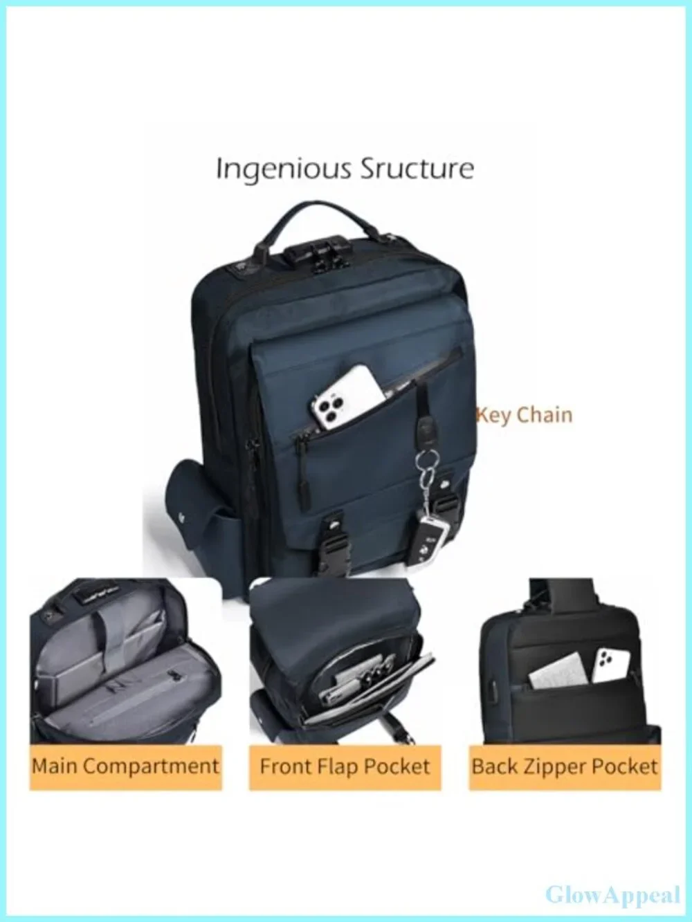 13L Water-Resistant Crossbody Messenger Bag Multi-Pocket Sling